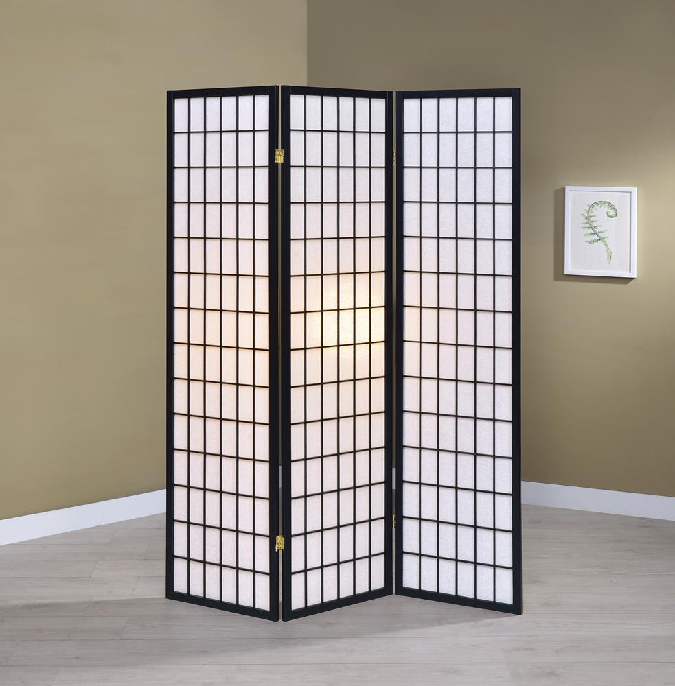 Carrie Black and White 3-Panel Folding Screen from Coaster - Luna Furniture