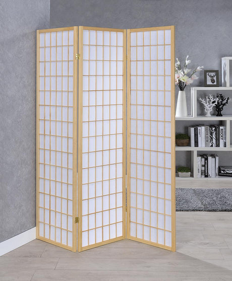 Carrie 3-panel Folding Screen Natural and White - 4621 - Luna Furniture
