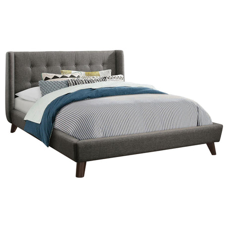 Carrington Button Tufted Eastern King Bed Grey - 301061KE - Luna Furniture