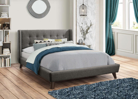 Carrington Button Tufted Eastern King Bed Grey - 301061KE - Luna Furniture