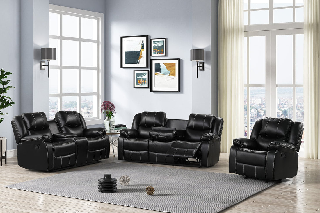 Carter Black 3-Piece Reclining Living Room Set from Happy Homes - Luna Furniture