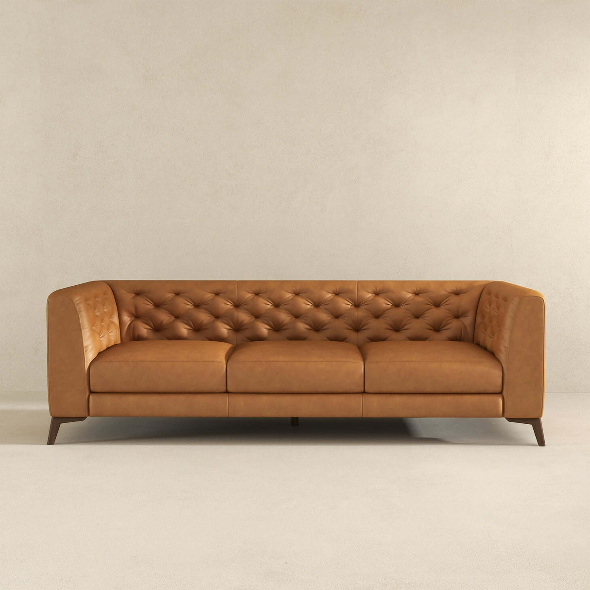 Carter Mid-Century Modern Tufted Tight Back Genuine Leather Sofa - AFC00039 - Luna Furniture