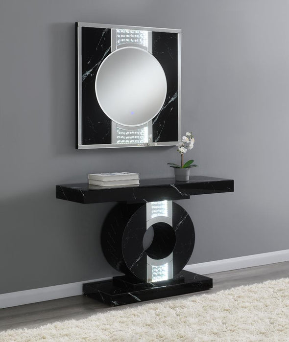 Carter Square LED Wall Mirror Silver and Black - 963480 - Luna Furniture