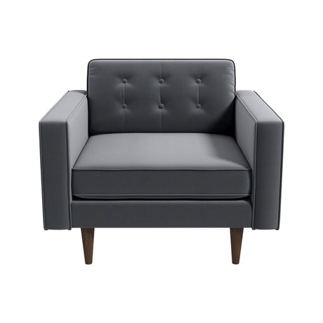 Casey Mid-Century Modern Grey Velvet Lounge Chair - AFC00057 - Luna Furniture