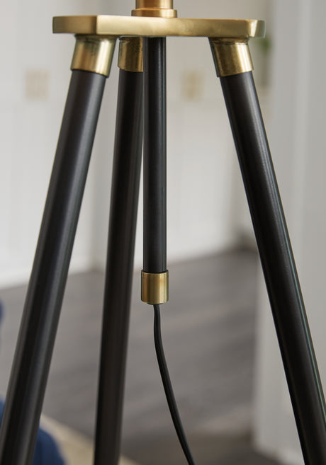 Cashner Black/Gold Finish Floor Lamp from Ashley - Luna Furniture