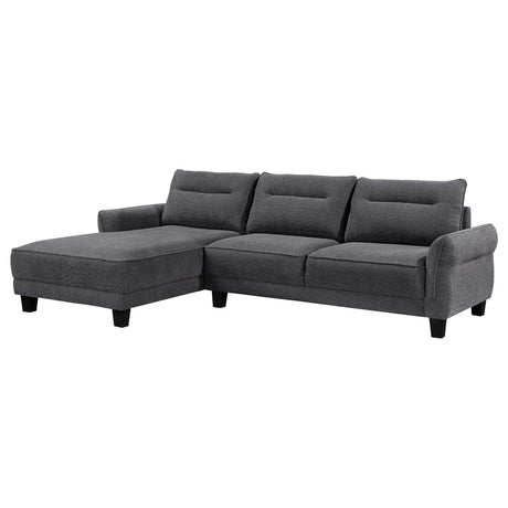 Caspian Gray Upholstered Curved Arms Sectional Sofa from Coaster - Luna Furniture