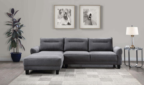 Caspian Gray Upholstered Curved Arms Sectional Sofa from Coaster - Luna Furniture