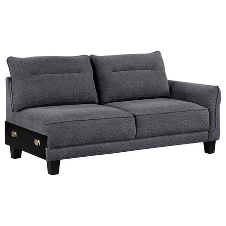 Caspian Gray Upholstered Curved Arms Sectional Sofa from Coaster - Luna Furniture