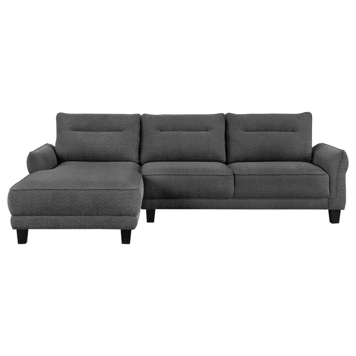 Caspian Gray Upholstered Curved Arms Sectional Sofa from Coaster - Luna Furniture