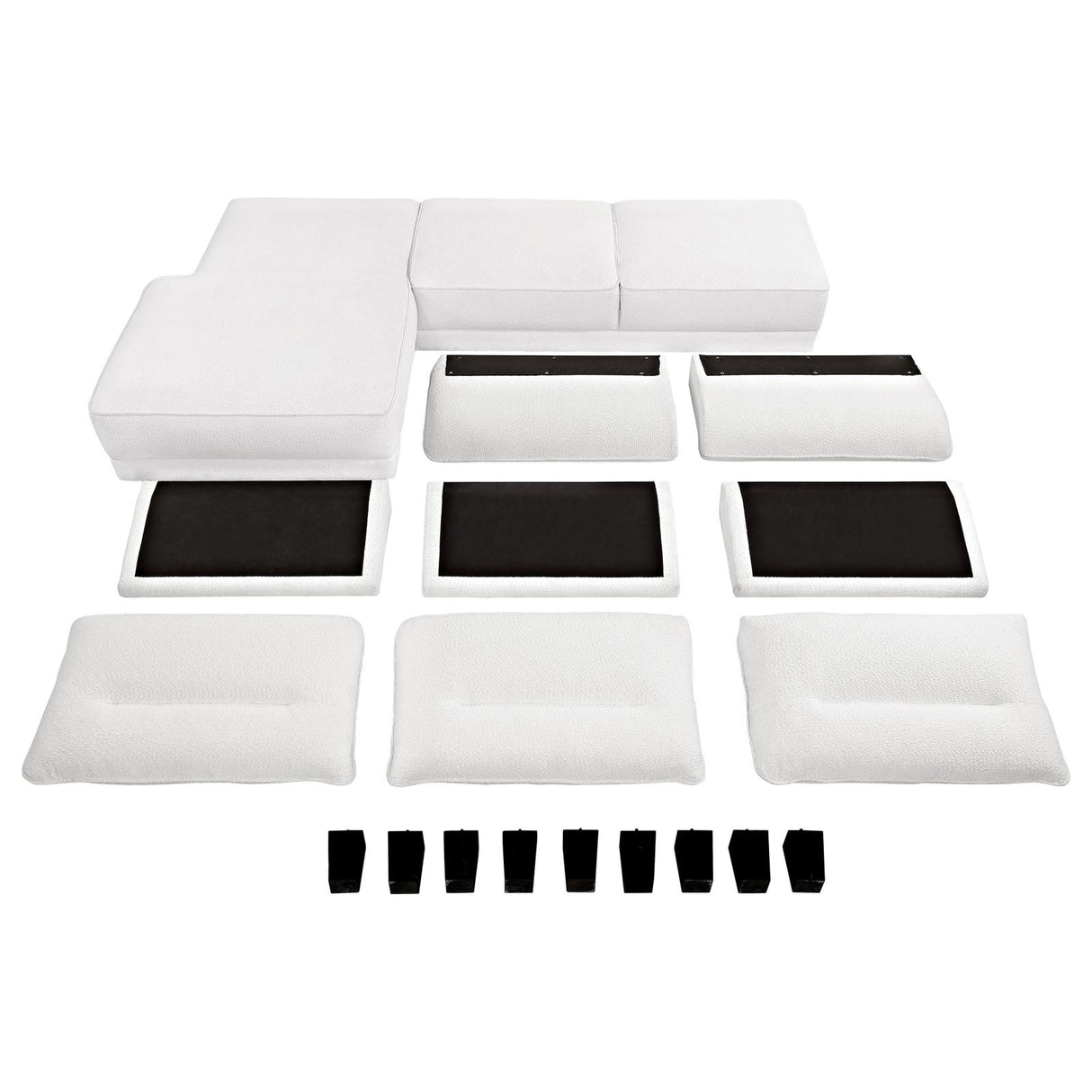 Caspian White and Black Upholstered Curved Arms Sectional Sofa from Coaster - Luna Furniture