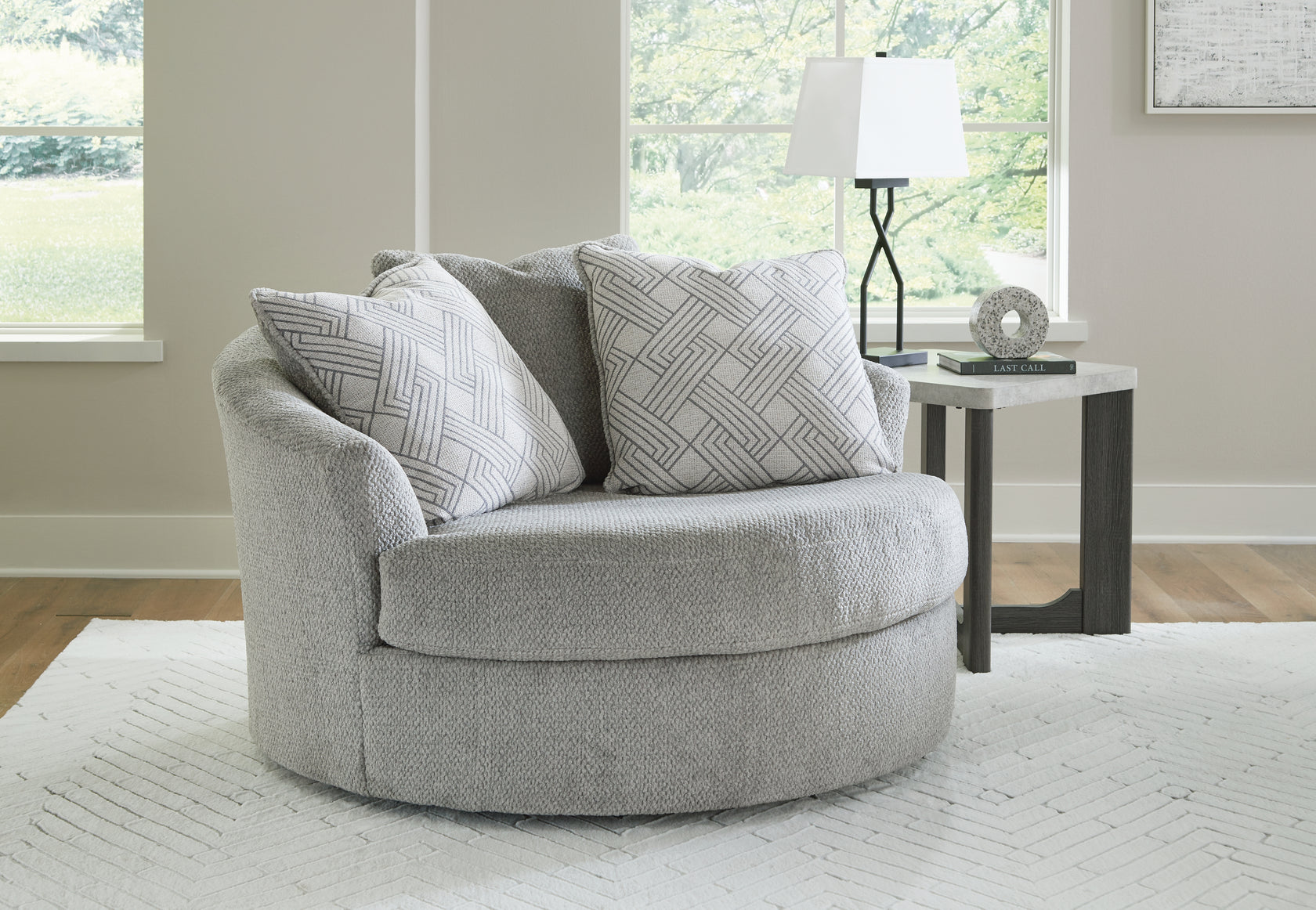 Casselbury Cement Oversized Swivel Accent Chair from Ashley - Luna Furniture