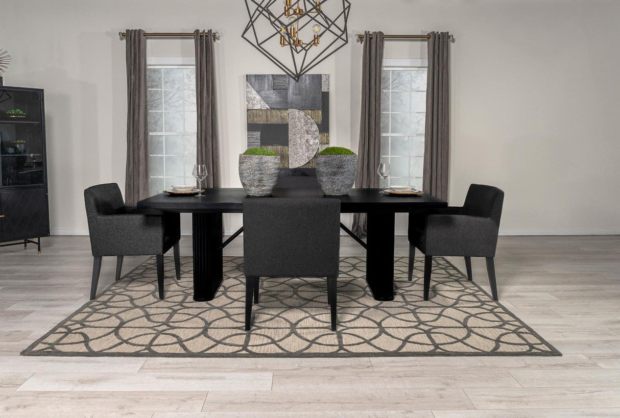 Catherine Charcoal Gray and Black 5-Piece Double Pedestal Dining Set from Coaster - Luna Furniture