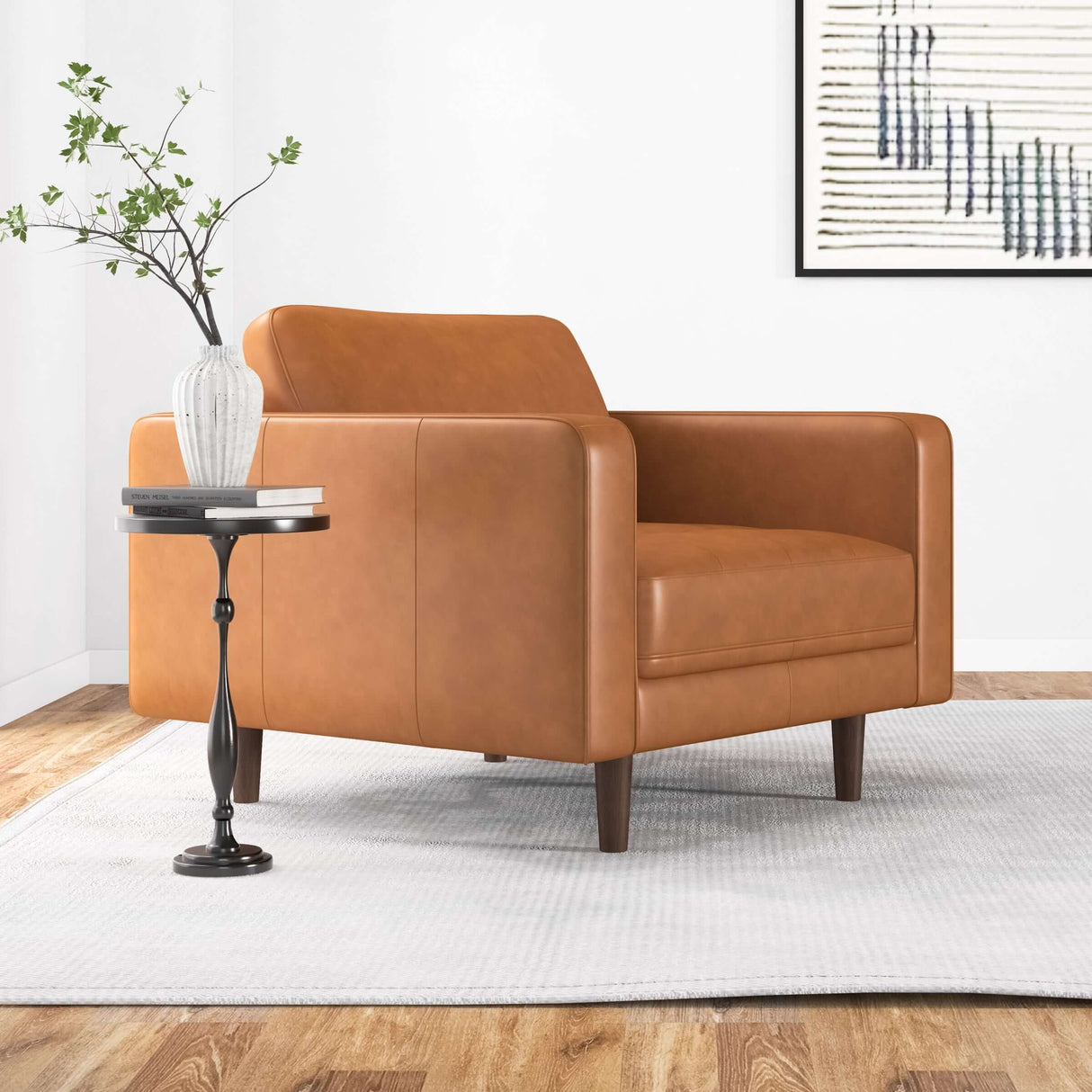 Catherine Leather Lounge Chair (Tan Leather) - AFC00179 - Luna Furniture