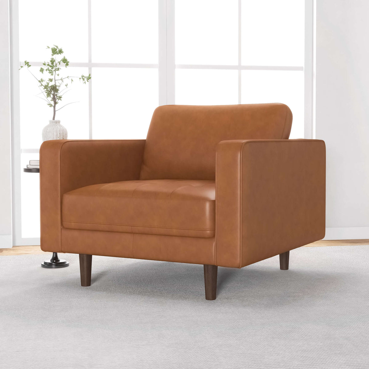 Catherine Leather Lounge Chair (Tan Leather) - AFC00179 - Luna Furniture