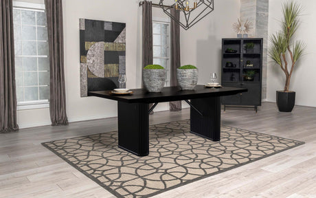 Catherine Rectangular Double Pedestal Dining Table Black - 106251 - Luna Furniture