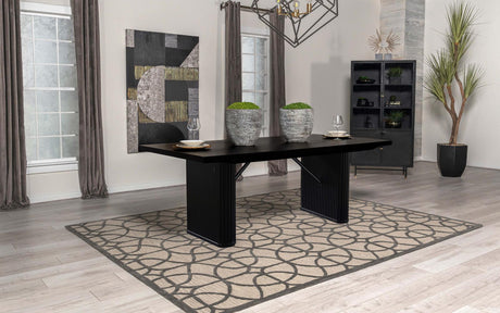 Catherine Black Rectangular Double Pedestal Dining Table from Coaster - Luna Furniture