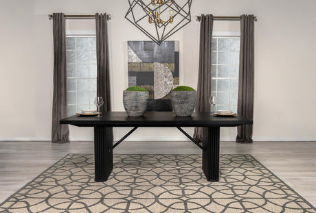 Catherine Black Rectangular Double Pedestal Dining Table from Coaster - Luna Furniture