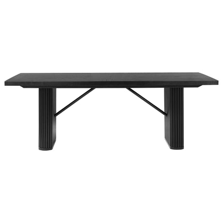 Catherine Black Rectangular Double Pedestal Dining Table from Coaster - Luna Furniture