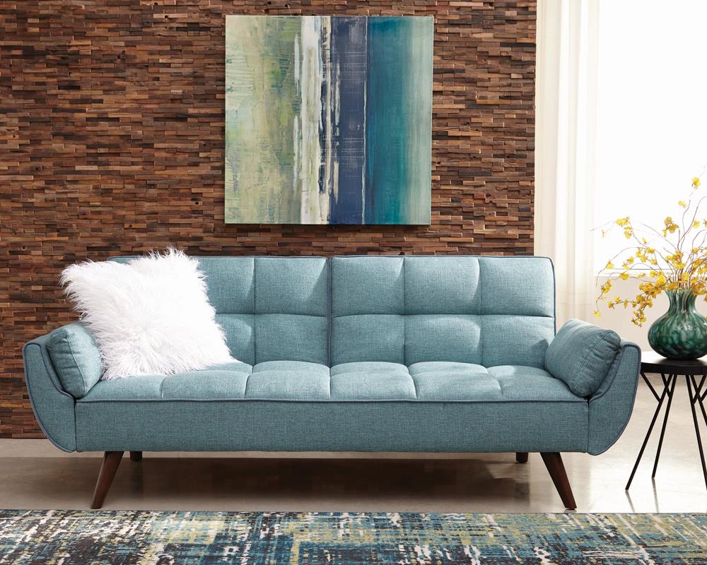 Caufield Biscuit-tufted Sofa Bed Turquoise Blue - Luna Furniture Caufield Biscuit-tufted Sofa Bed Turquoise Blue - Luna Furniture