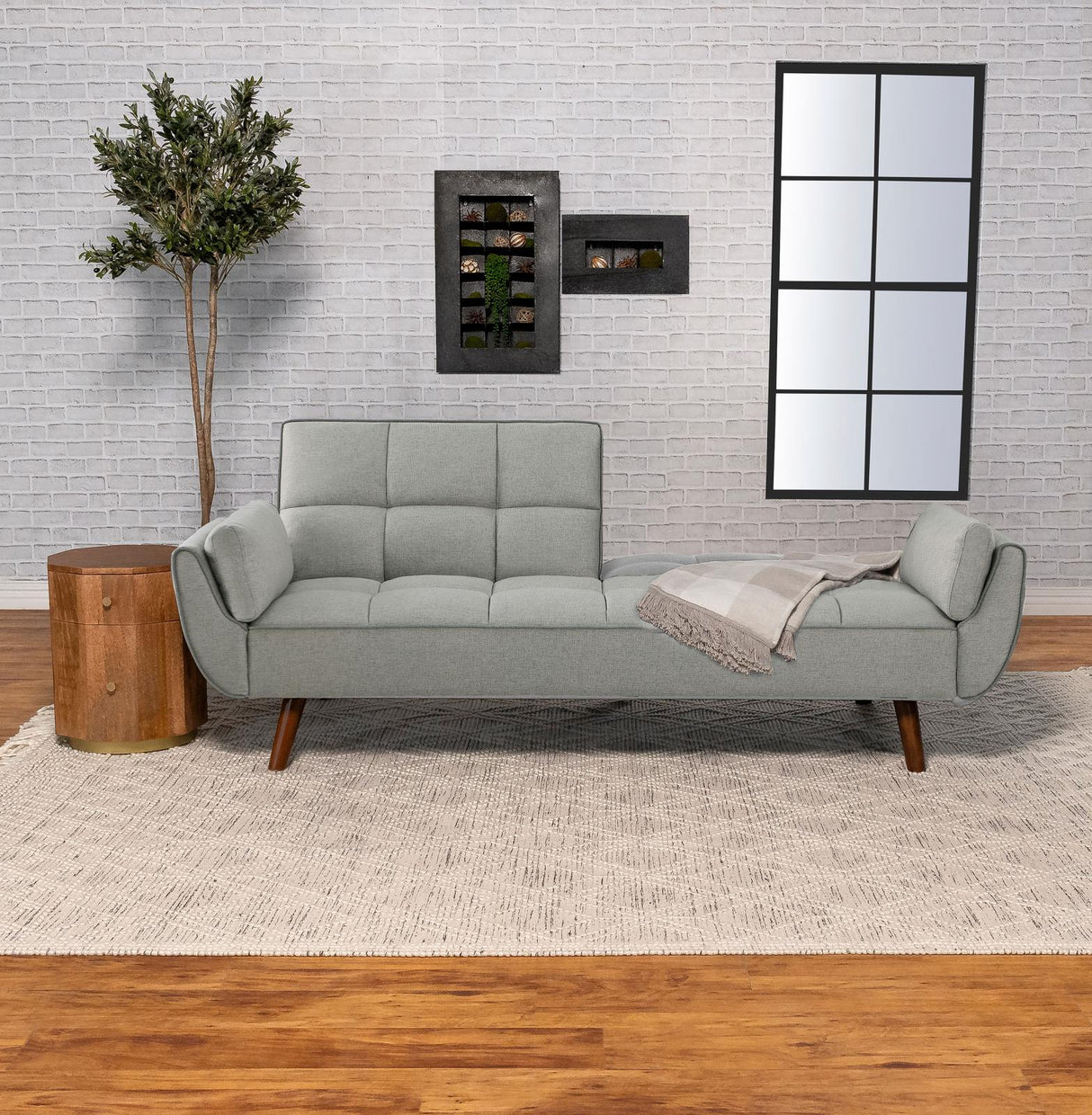 Caufield Gray Upholstered Buscuit Tufted Covertible Sofa Bed from Coaster - Luna Furniture
