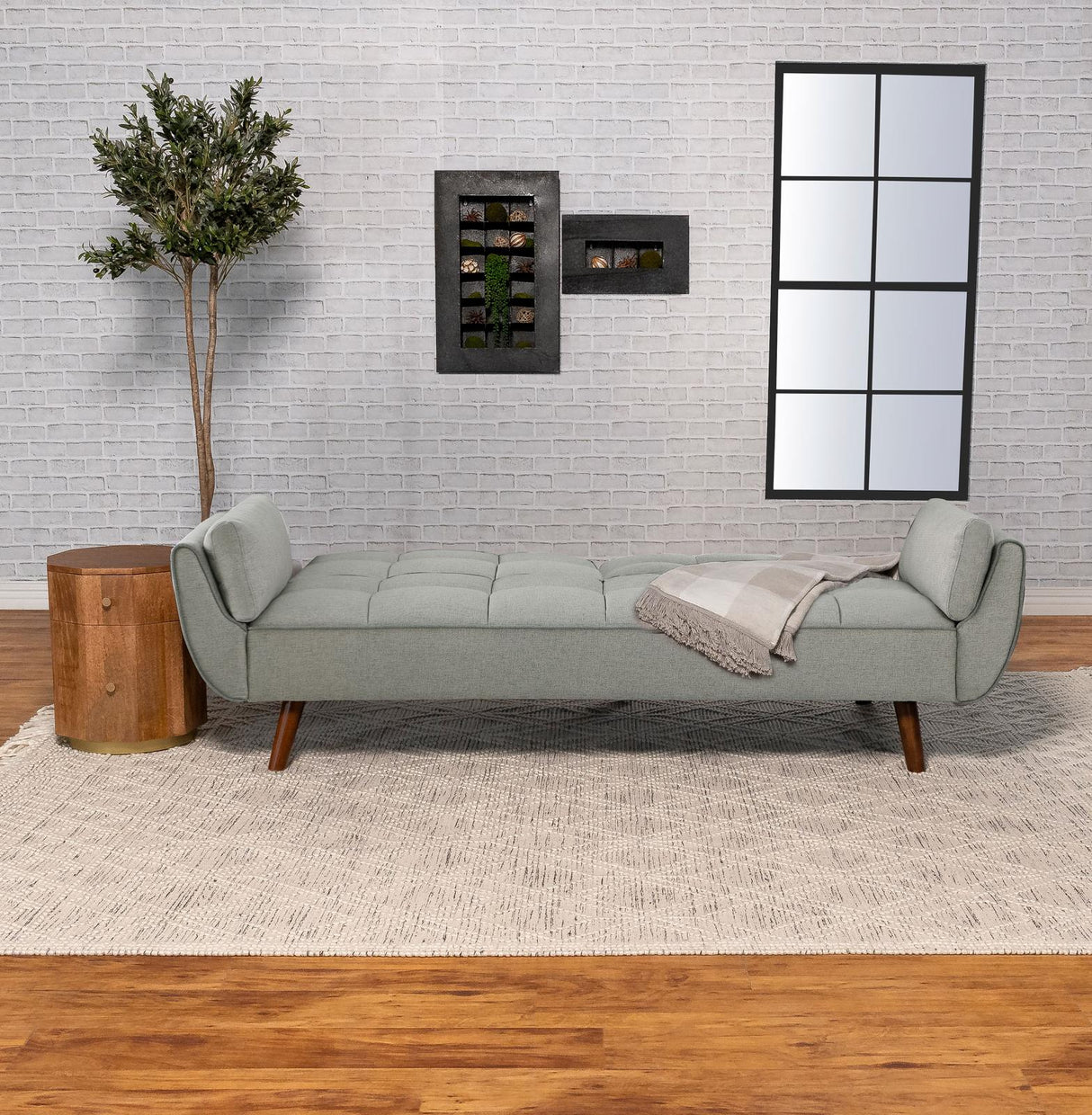 Caufield Gray Upholstered Buscuit Tufted Covertible Sofa Bed from Coaster - Luna Furniture