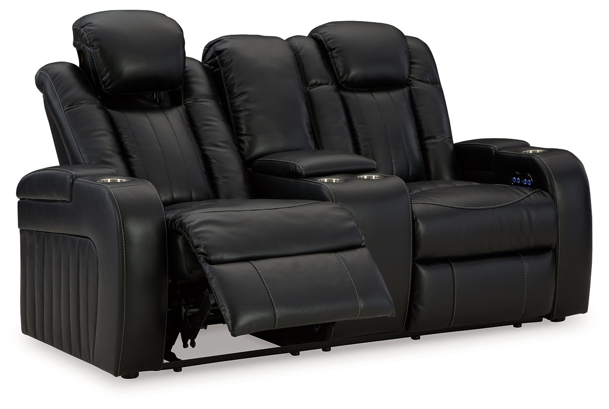 Caveman Den Midnight Power Reclining Loveseat with Console from Ashley - Luna Furniture