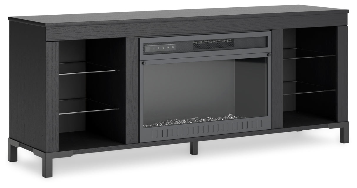 Cayberry Black 60" TV Stand with Electric Fireplace from Ashley - Luna Furniture
