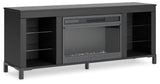 Cayberry Black 60" TV Stand with Electric Fireplace from Ashley - Luna Furniture