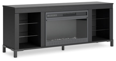 Cayberry Black 60" TV Stand with Electric Fireplace from Ashley - Luna Furniture