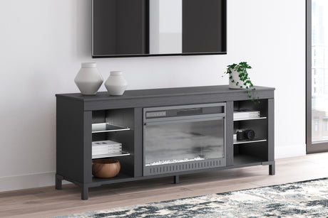 Cayberry Black 60" TV Stand with Electric Fireplace from Ashley - Luna Furniture
