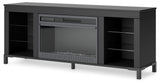 Cayberry Black 60" TV Stand with Electric Fireplace - W2721-168 - Luna Furniture