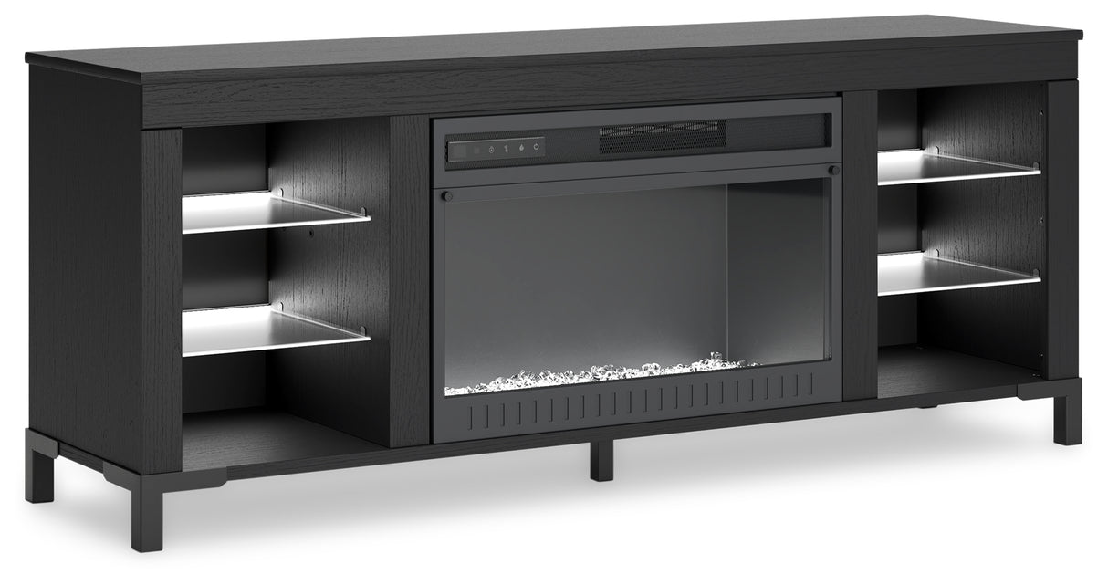 Cayberry Black 60" TV Stand with Electric Fireplace from Ashley - Luna Furniture