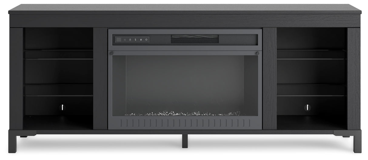 Cayberry Black 60" TV Stand with Electric Fireplace from Ashley - Luna Furniture