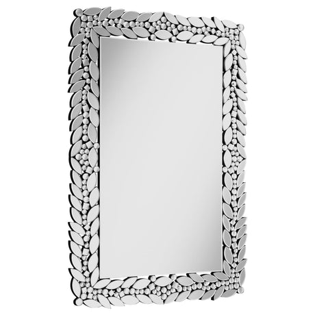 Cecily Rectangular Leaves Frame Wall Mirror Faux Crystal - 961621 - Luna Furniture