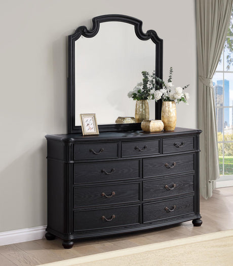 Celina 9-drawer Bedroom Dresser with Mirror Black - 224763M - Luna Furniture