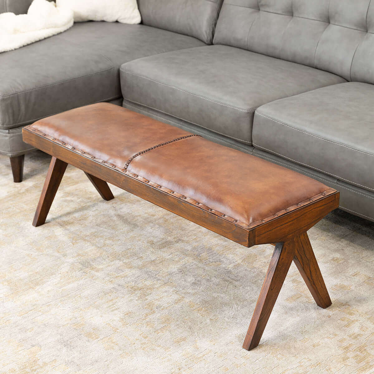 Chad Leather Bench from Midinmod - Luna Furniture