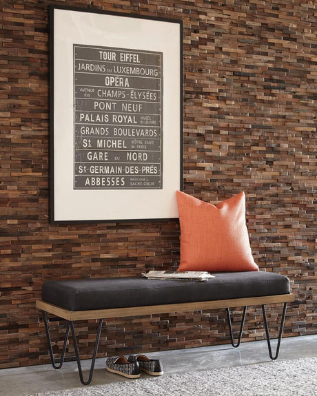 Chad Dark Blue Upholstered Bench with Hairpin Legs from Coaster - Luna Furniture