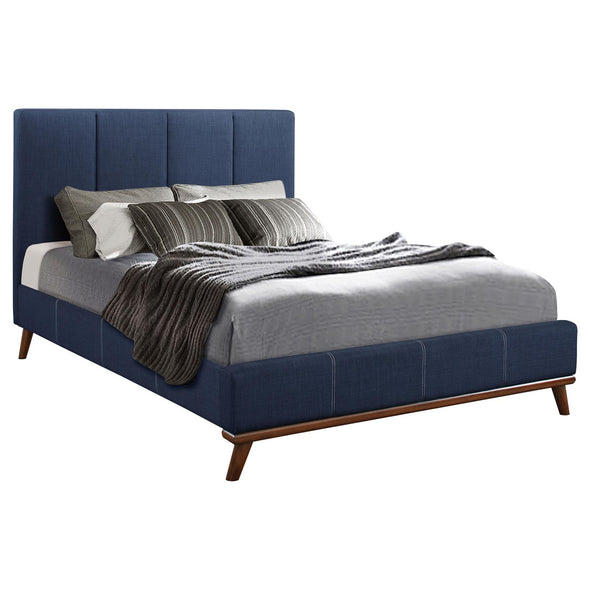 Charity Eastern King Upholstered Bed Blue - 300626KE - Luna Furniture
