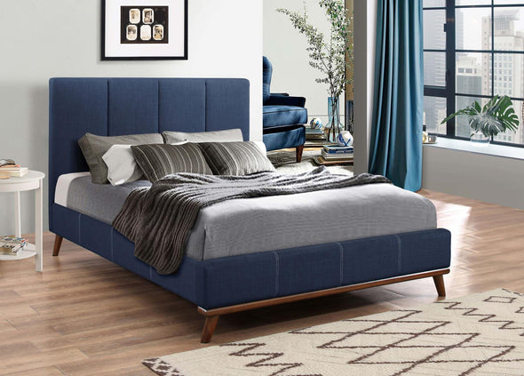 Charity Full Upholstered Bed Blue - 300626F - Luna Furniture