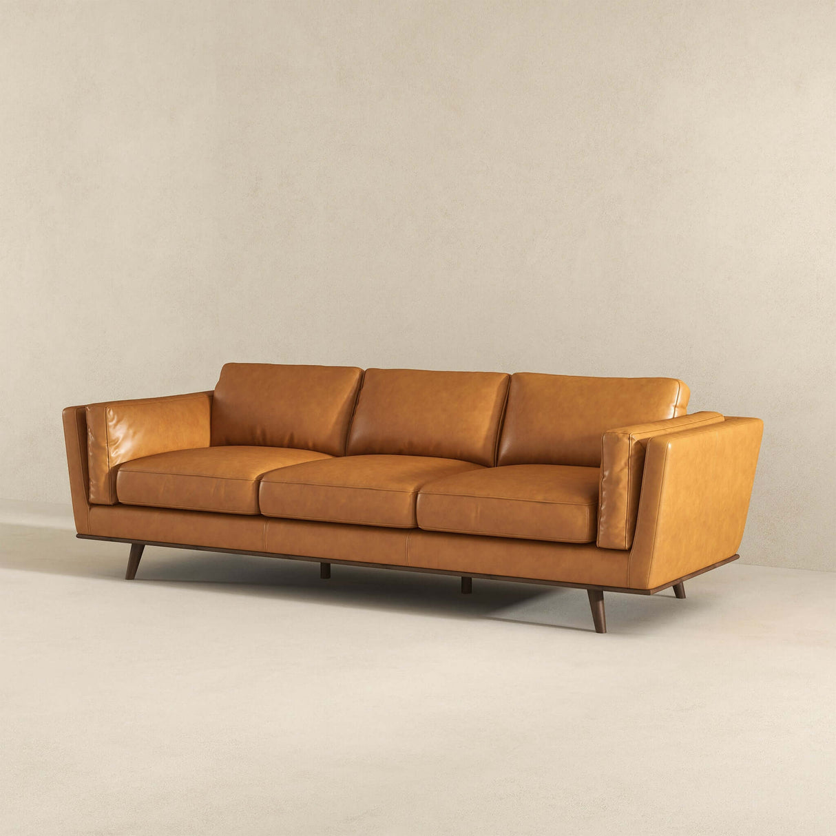 Chase Mid Century Modern Tan Genuine Leather Sofa - AFC00016 - Luna Furniture