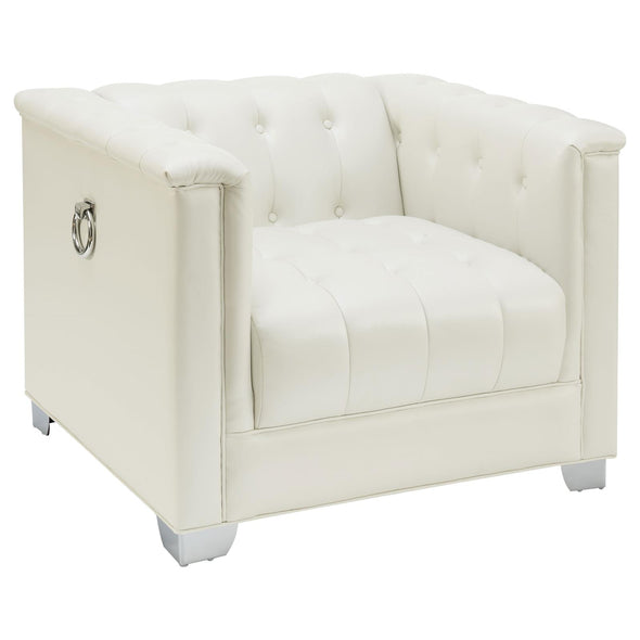 Chaviano Tufted Upholstered Chair Pearl White - 505393 - Luna Furniture