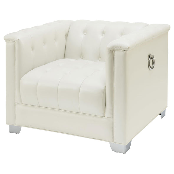 Chaviano Tufted Upholstered Chair Pearl White - 505393 - Luna Furniture