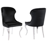 Cheyanne Upholstered Wingback Side Chair with Nailhead Trim Chrome and Black (Set of 2) - 190742 - Luna Furniture