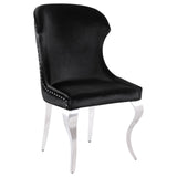 Cheyanne Chrome and Black Upholstered Wingback Side Chair with Nailhead Trim, Set of 2 from Coaster - Luna Furniture