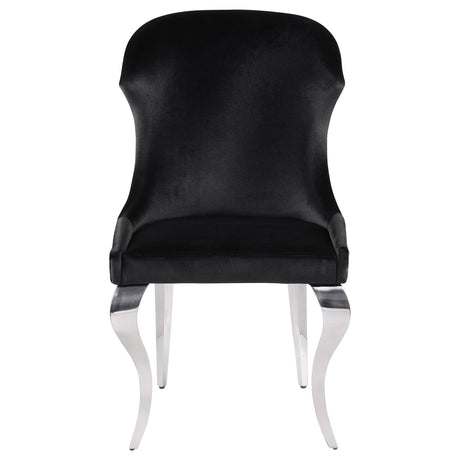Cheyanne Chrome and Black Upholstered Wingback Side Chair with Nailhead Trim, Set of 2 from Coaster - Luna Furniture