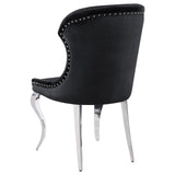 Cheyanne Chrome and Black Upholstered Wingback Side Chair with Nailhead Trim, Set of 2 from Coaster - Luna Furniture