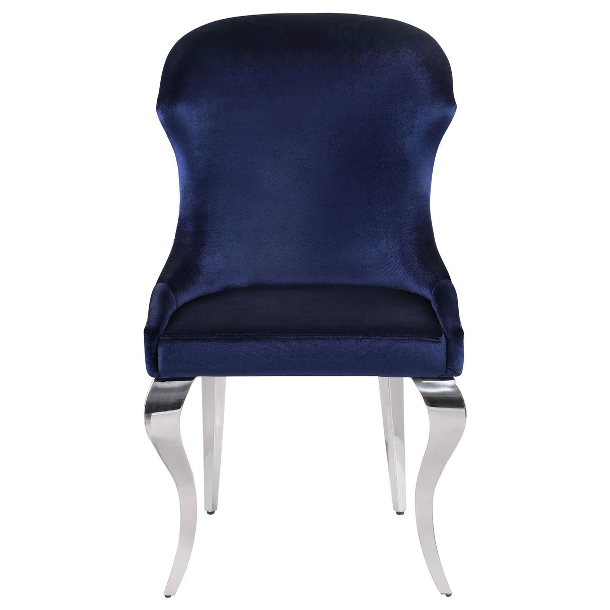Cheyanne Chrome and Ink Blue Upholstered Wingback Side Chair with Nailhead Trim, Set of 2 from Coaster - Luna Furniture