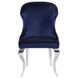 Cheyanne Chrome and Ink Blue Upholstered Wingback Side Chair with Nailhead Trim, Set of 2 from Coaster - Luna Furniture