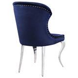 Cheyanne Chrome and Ink Blue Upholstered Wingback Side Chair with Nailhead Trim, Set of 2 from Coaster - Luna Furniture