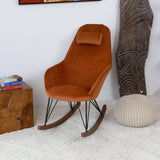 Chloe Mid Century Modern Rocker Livingroom and Bedroom Chair Grey Linen - AFC00099 - Luna Furniture